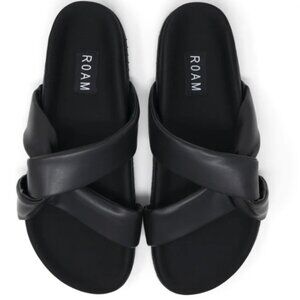 ROAM Black Vegan Leather Side Slip Sandal (Women's Size 10)